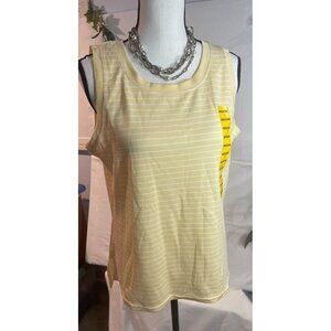 Velocity Yellow & White Striped Tank Top  Active Size Medium